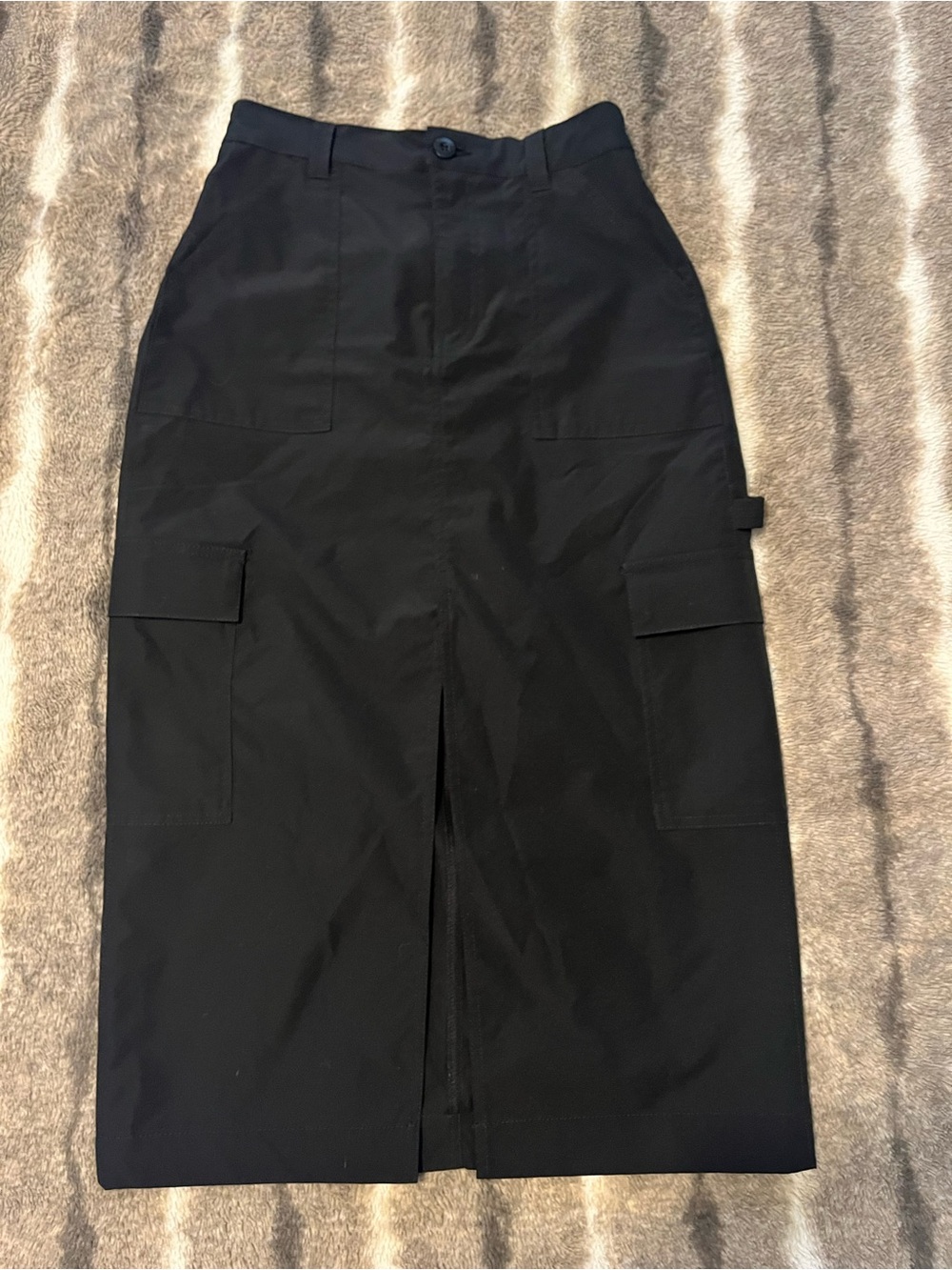Love Tree Black Cargo Pencil Skirt with Front Slit